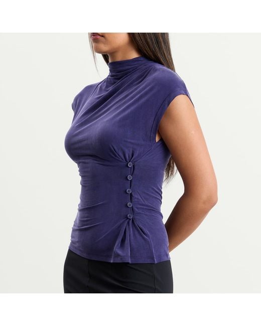 Peachy Den Purple Kylie Button Top