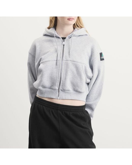Adidas Gray Eqt Cropped Hoodie