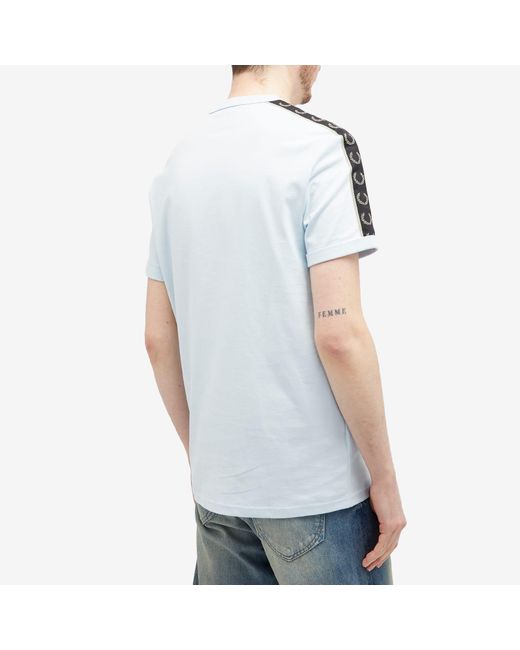 Fred Perry Blue Contrast Tape Ringer T-Shirt for men