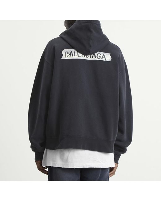 Balenciaga Black Masking Tape Jersey Zip Up for men