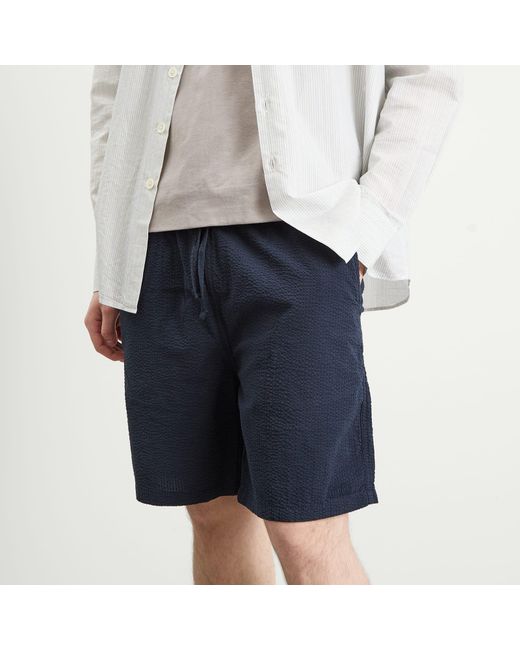 Forét Blue Hush Seersucker Shorts for men