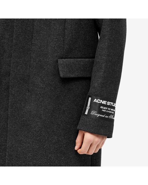 Acne Black Orkar Classic Melange Wool Coat for men