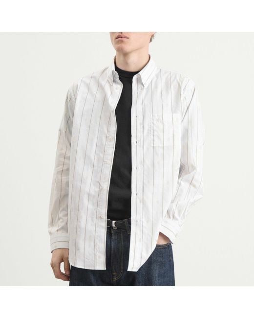 Drole de Monsieur White Monogramme Stripe Shirt for men