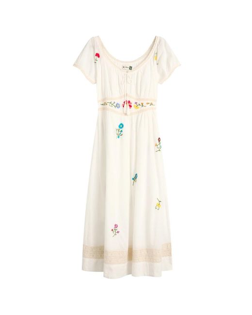Rixo Natural Alani Ombre Floral Midi Dress