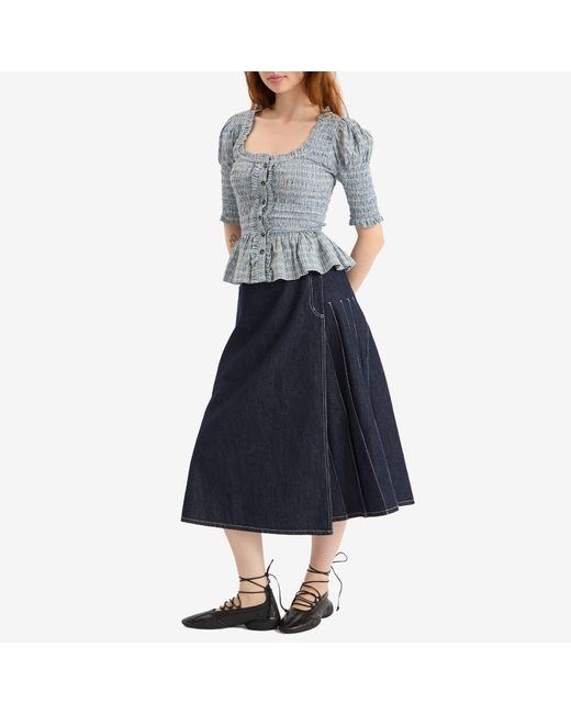 Damson Madder Gray Mansi Shirred Blouse