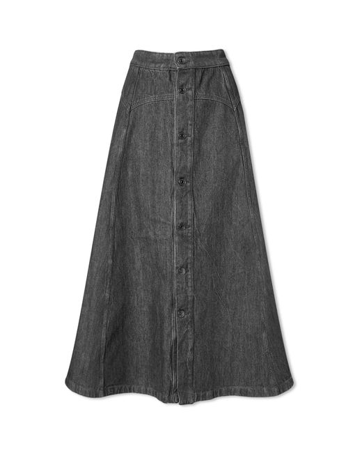 WOOD WOOD Gray Agatha Denim Midi Skirt