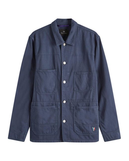 Paul Smith Blue Broad Stripe Zebra Chore Jacket for men