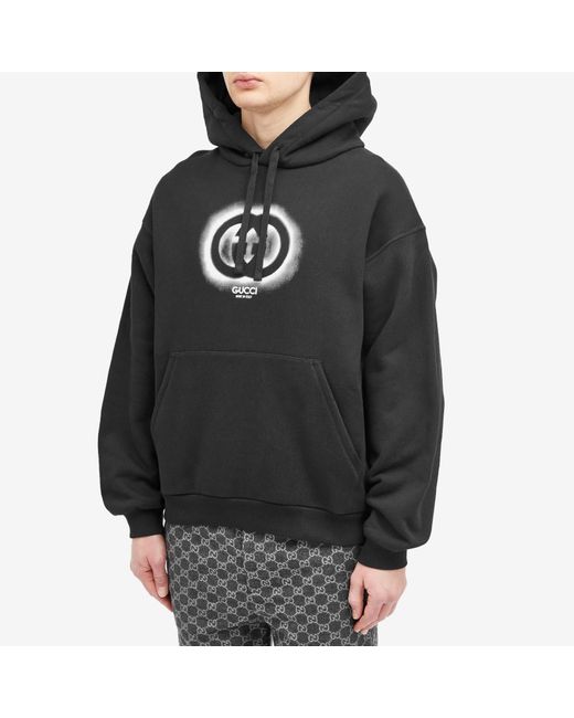 Gucci Black Interlocking Logo Hoodie for men