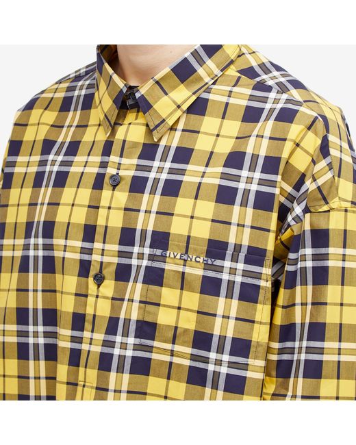 Givenchy Yellow Popover Check Shirt for men