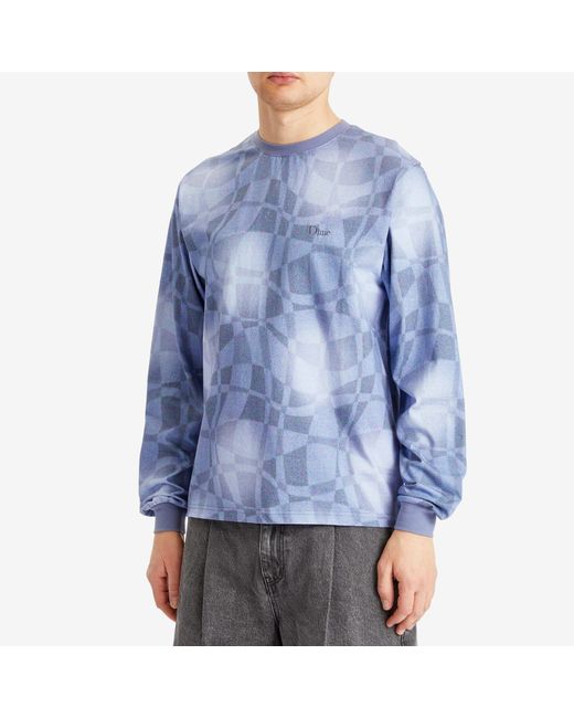 Dime Blue Abstract Long Sleeve T-Shirt for men