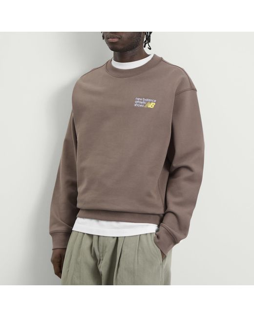 New Balance Brown Athletics Premium Logo Crew for men