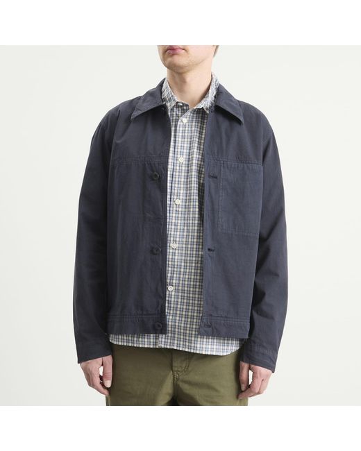 Norse Projects Blue Arresskov Compact Cotton Shirt Jacket for men