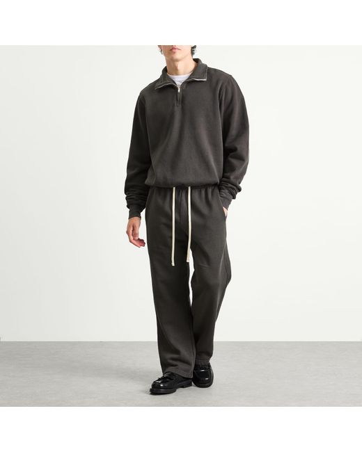 Les Tien Black Heavyweight Banded Yacht Half Zip for men