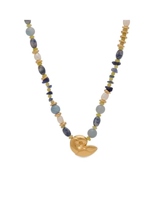 Missoma Metallic Shell Statement Multi Beaded Necklace