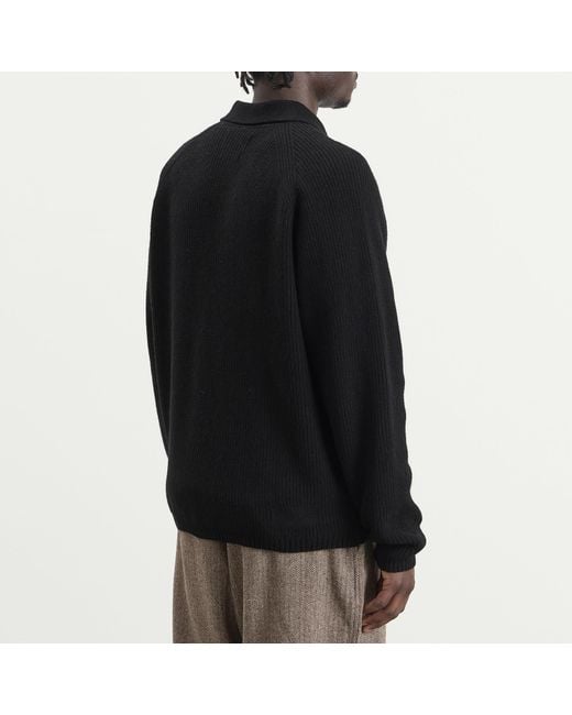 Universal Works Black Eco Wool Zip Cardigan for men