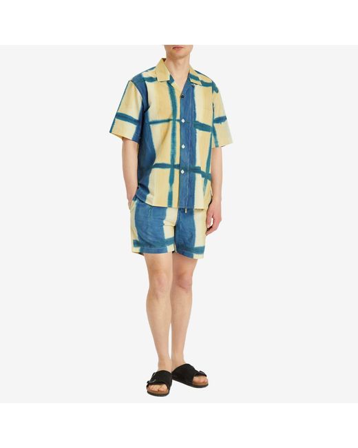 Kardo Blue Clamp Dye Drawstring Shorts for men