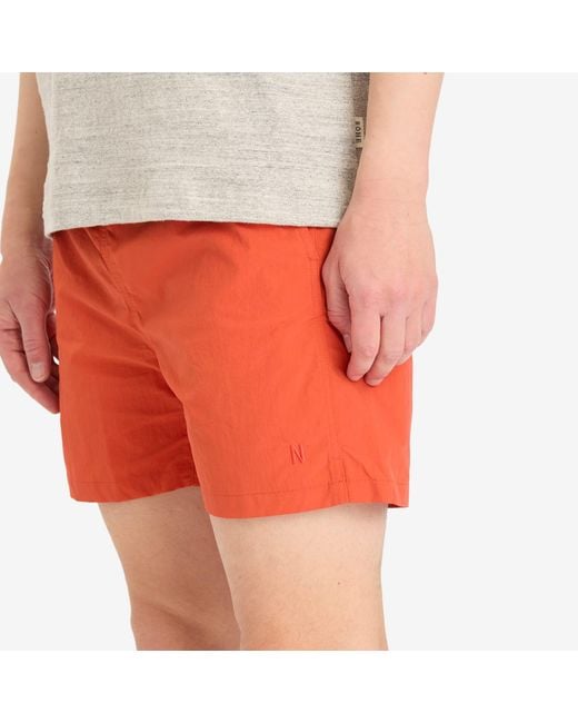 Norse Projects Orange Hauge Recycled Nylon Swim Shorts for men