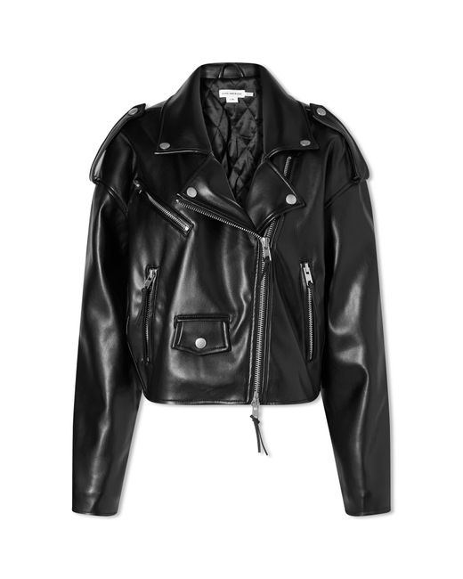 GOOD AMERICAN Black Crop Moto Jacket Leather Look Jacket