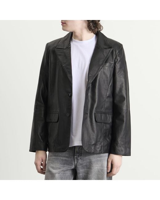 Deadwood Black Stanley Leather Blazer for men
