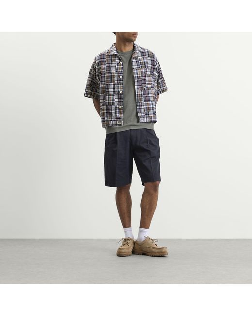 Beams Plus Gray Patchwork Madras Cabana Shirt for men