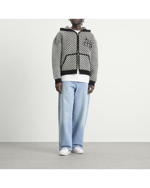 Annie Hood Black Checked Knitted Jacket for men