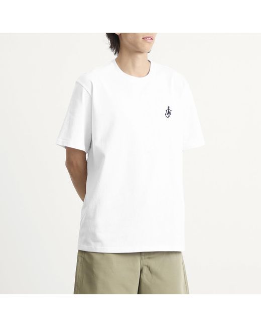 J.W. Anderson White Jersey Anchor Embroidery T-Shirt for men