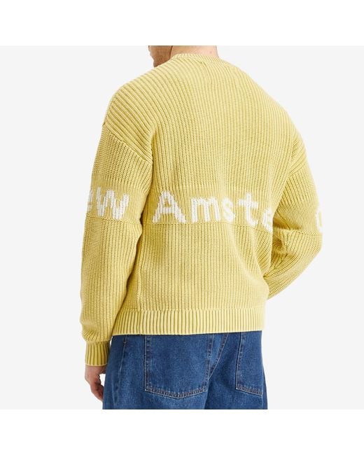 New Amsterdam Surf Association Yellow Logo Crew Knit Sweater for men