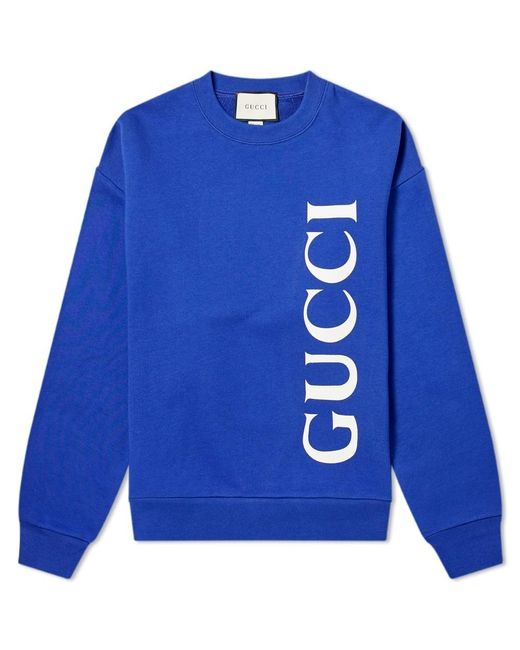 Gucci Blue Logo-print Cotton-jersey Sweatshirt for men