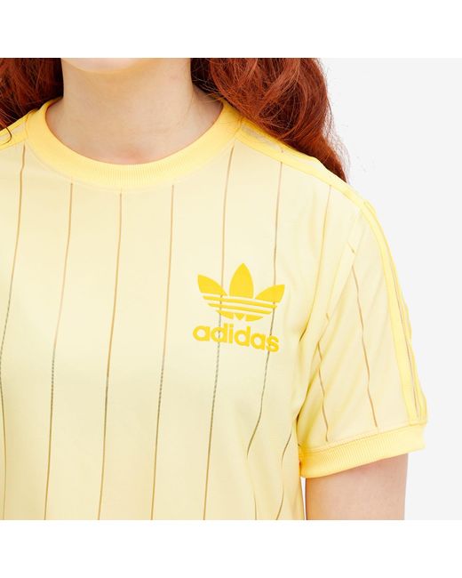 Adidas Yellow 3 Stripe T-Shirt