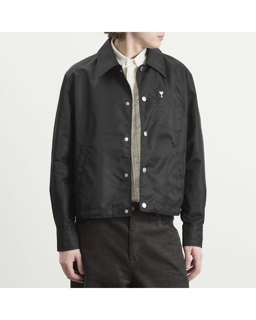 AMI Black Denim Jacket With Ami De Coeur Stud for men