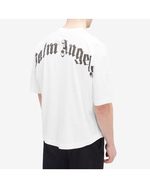 Palm Angels Black Curved Logo T-Shirt for men