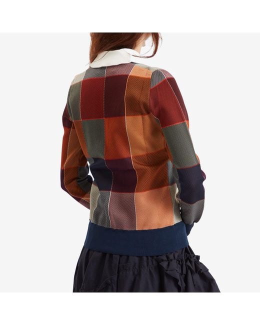 カットソー(長袖+七分) TOGA - TOGA CHECK KNIT POLO SHIRT Dark Red / 36 Toga Check Knit Polo Shirt In Dark Red - 50% Off | Editorialist