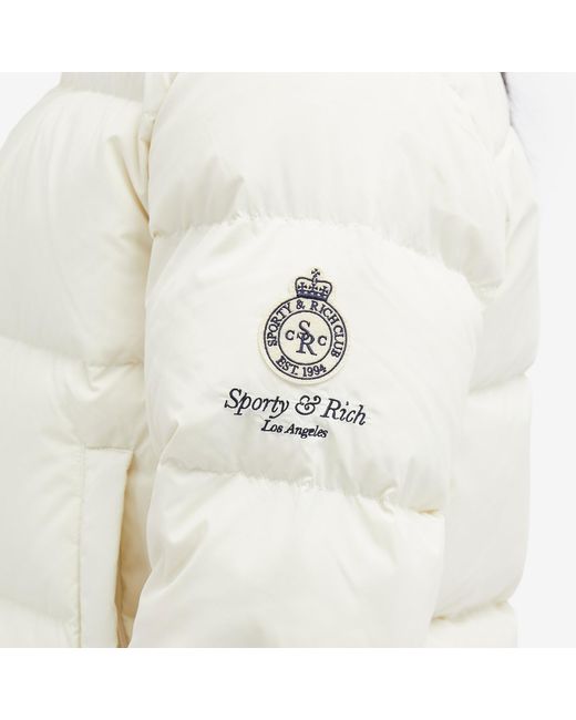 Sporty & Rich White Crown La Puffer Jacket