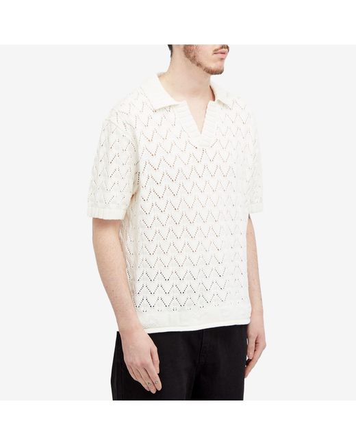 Daily Paper White Yinka Relaxed Short Sleeve Polo for men