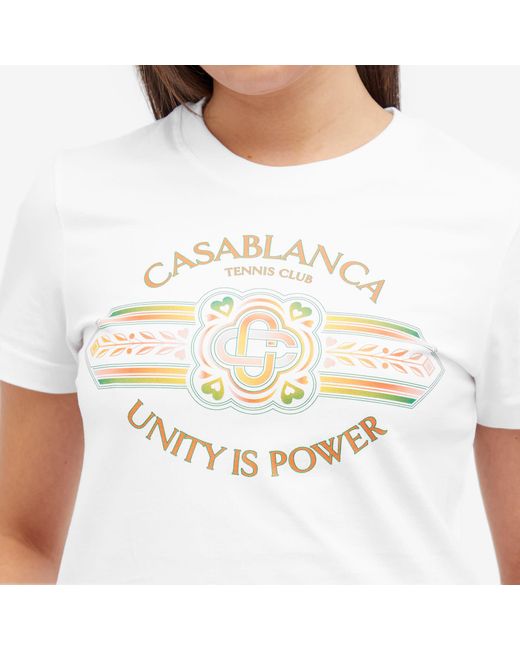 Casablancabrand White Unity Power Printed Fitted T-Shirt