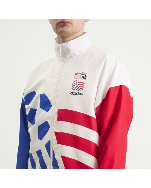 Adidas Red Graphic Woven Track Top for men