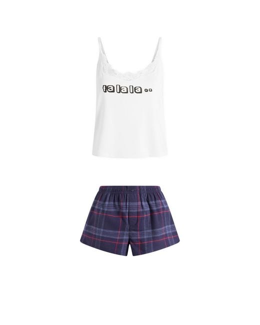 Skims Blue X Cpfm Sleep Lace Cami & Flannel Short Sleep Set