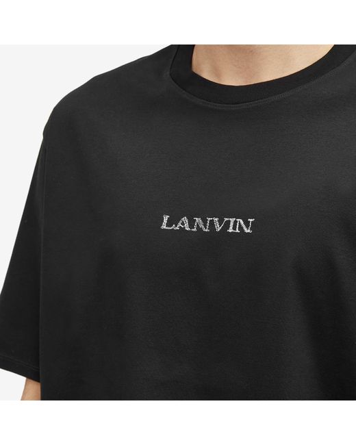 Lanvin Black Embroidered Logo T-Shirt for men