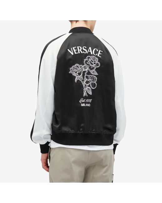 Versace Black Rose Flower Embroidery Jacket for men