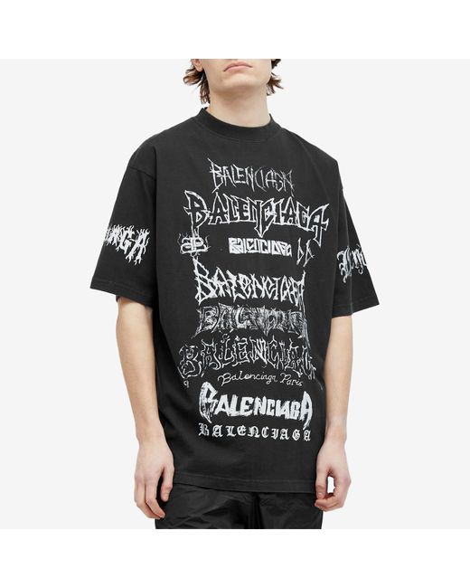 Balenciaga Metal Logo T-Shirt in Black for Men | Lyst