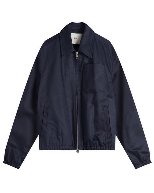 AMI Blue Adc Zipped Cotton Jacket for men