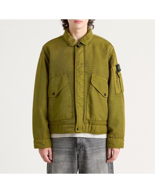 Stone Island Green Dense Oxford Nylon-Tc Bomber Jacket for men