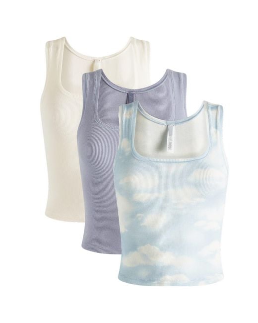 Skims Blue Cotton Rib Tank 3-Pack