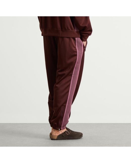 Needles Brown Poly Smooth Zipped Track Pants for men