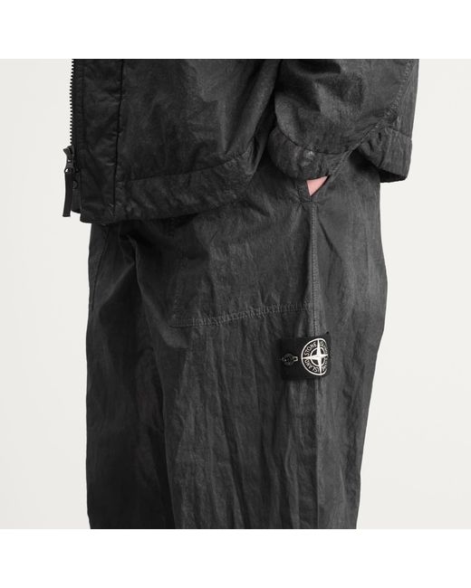 Stone Island Gray Dense Nylon-Tc Hand Sprayed Reflective Trousers for men