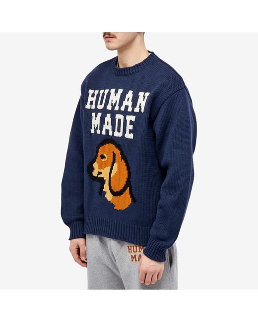 Human Made Blue Dachs Knit Sweater for men