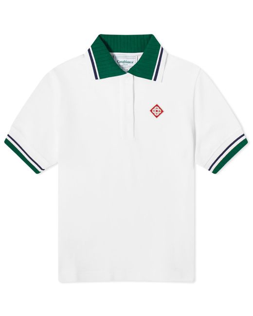 Casablanca White Textured Pique Polo Shirt Top