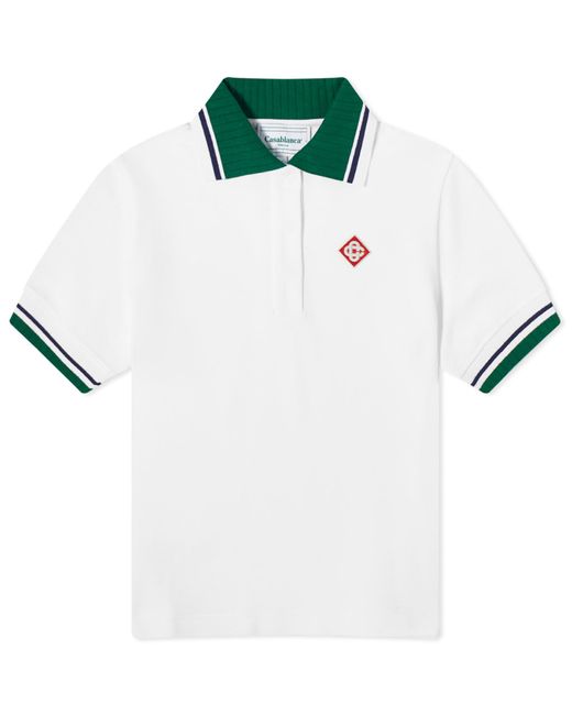 Casablancabrand White Textured Pique Polo Shirt Top