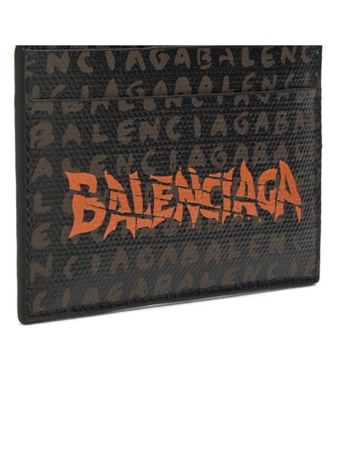 Balenciaga Black Canvas Logo Card Holder for men