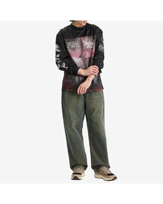 Aries Black Ramscape Airtex Ls T-Shirt for men